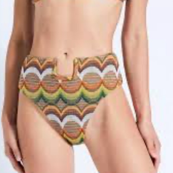 Devon Windsor Free People Tammy The True S M L Green Chevron High Waist Bottoms - Picture 4 of 7